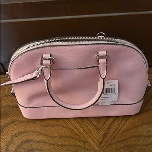 Pink Leather Handbag, Coach with crossbody strap